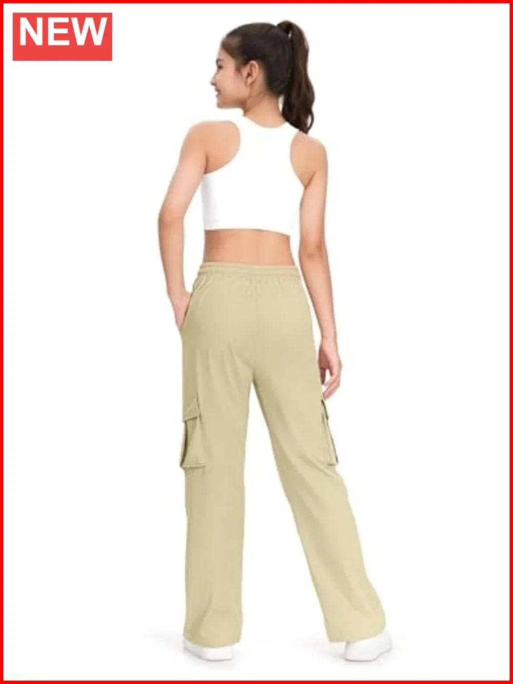 Girls Cargo Pants Lightweight Water Resistant Hiking Joggers with Pockets